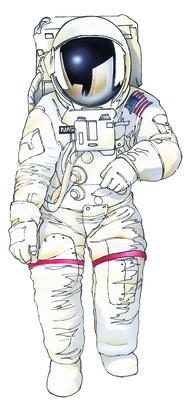 The space suit's backpack contains an oxygen supply so that the astronaut can breathe in space.