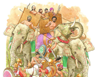 Indian troops in the Punjab used elephants against Alexander's army in 326 B.C. Alexander dreamed of conquering all of India, but his troops rebelled and forced him to go home.