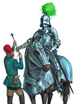 This German knight of about 1480 is wearing full battle armour, which weighed about 45 lb. (20 kg).