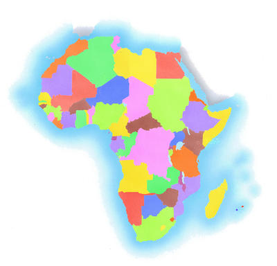 Africa is bounded by the Atlantic Ocean to the west, the Indian Ocean to the east, and the Mediterranean Sea to the north.